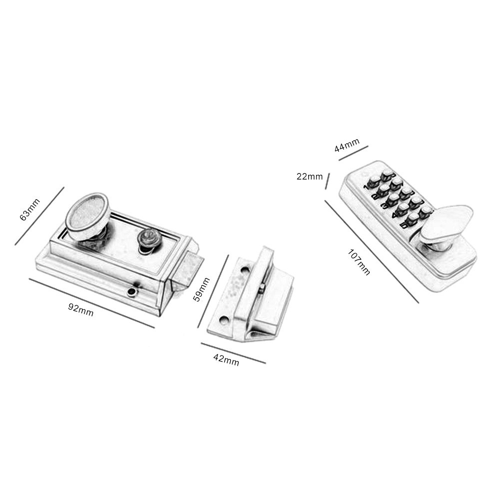 Zinc Alloy Push Button Combination Password Keyless Door Lock Entry ...