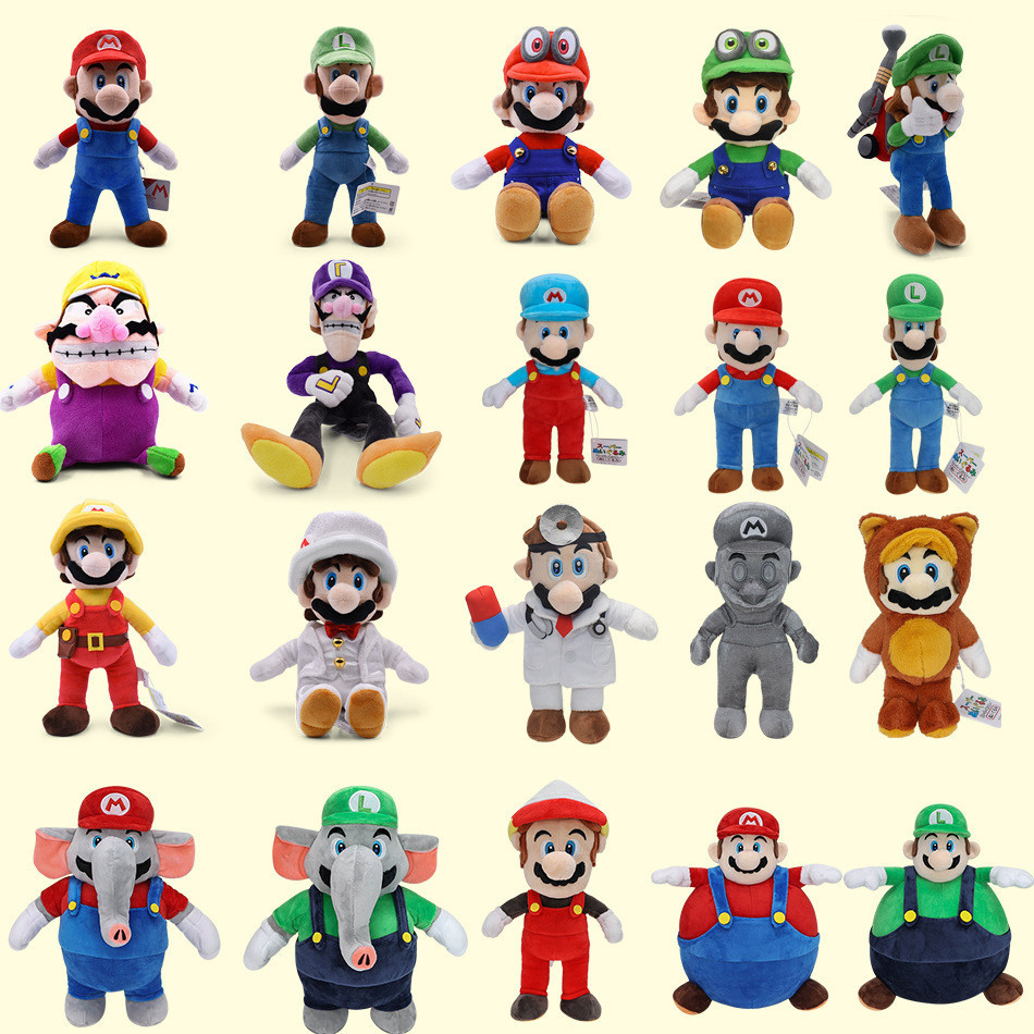 Super Mario Plush Toy Collection Mario, Luigi, Wario, and Waluigi Plush