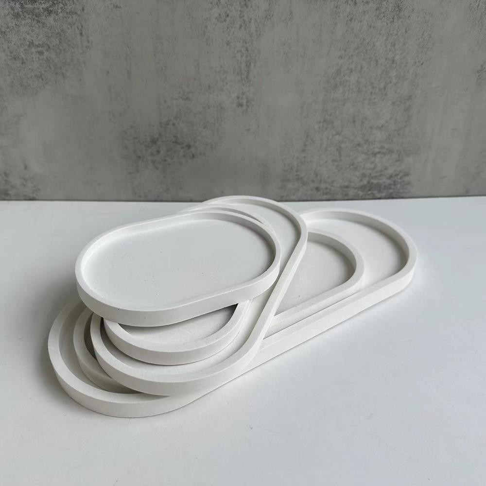 DIY Oval Flower Pot Base Mold Cement Drops Glue Plaster Oval Tray