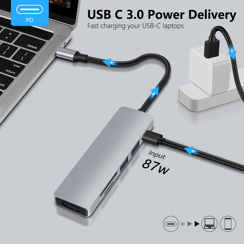 6/8 in 1 Hub Adapter Multi Converter Interface Universal HDMI USB C to ...