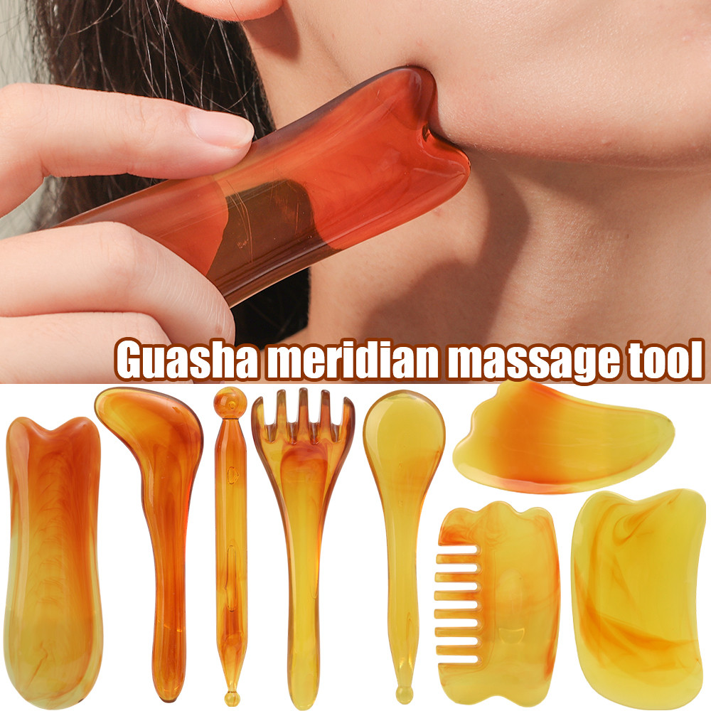 Resins Wide Tooth Long Handle Massage Comb - Neck Meridians Gua Sha ...