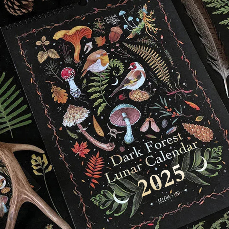 GMARTY Dark Forest Lunar Calendar 2025 Contains 12 Original