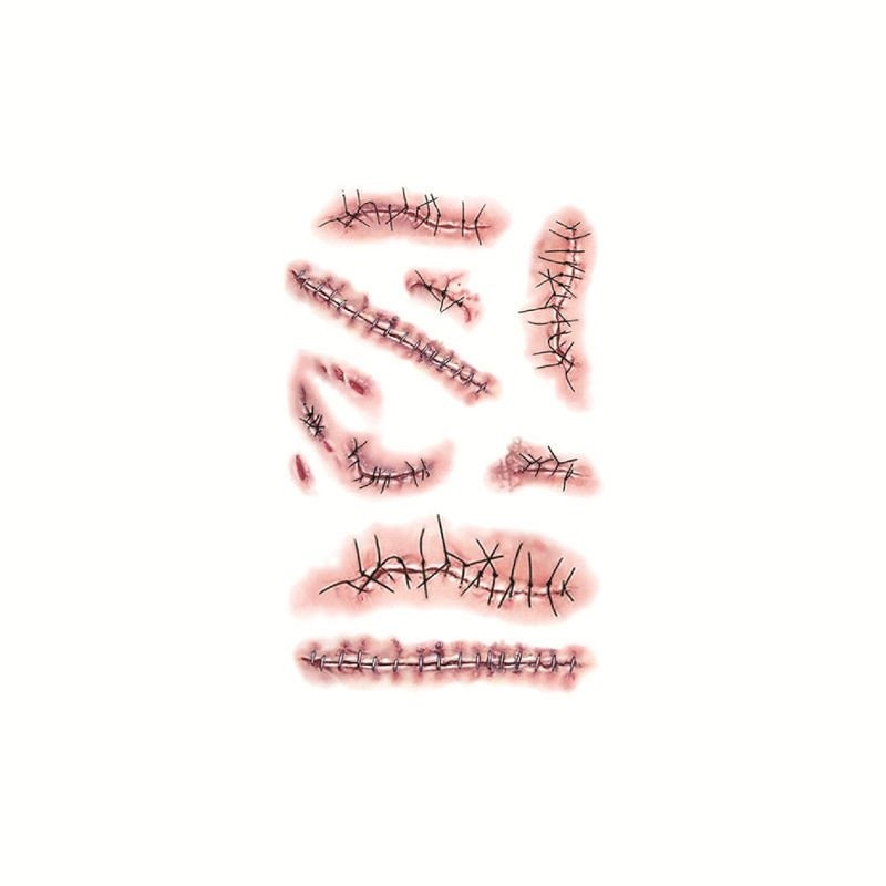 Halloween Tattoo Sticker Simulation Horror Bleeding Fake Wound Suture ...