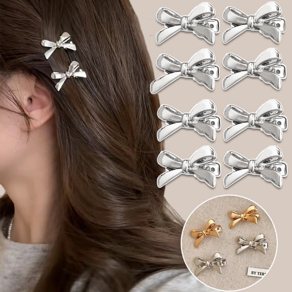 Sweet Cool Metal Bow Duckbill Clip Simple Temperament Side Clip ...