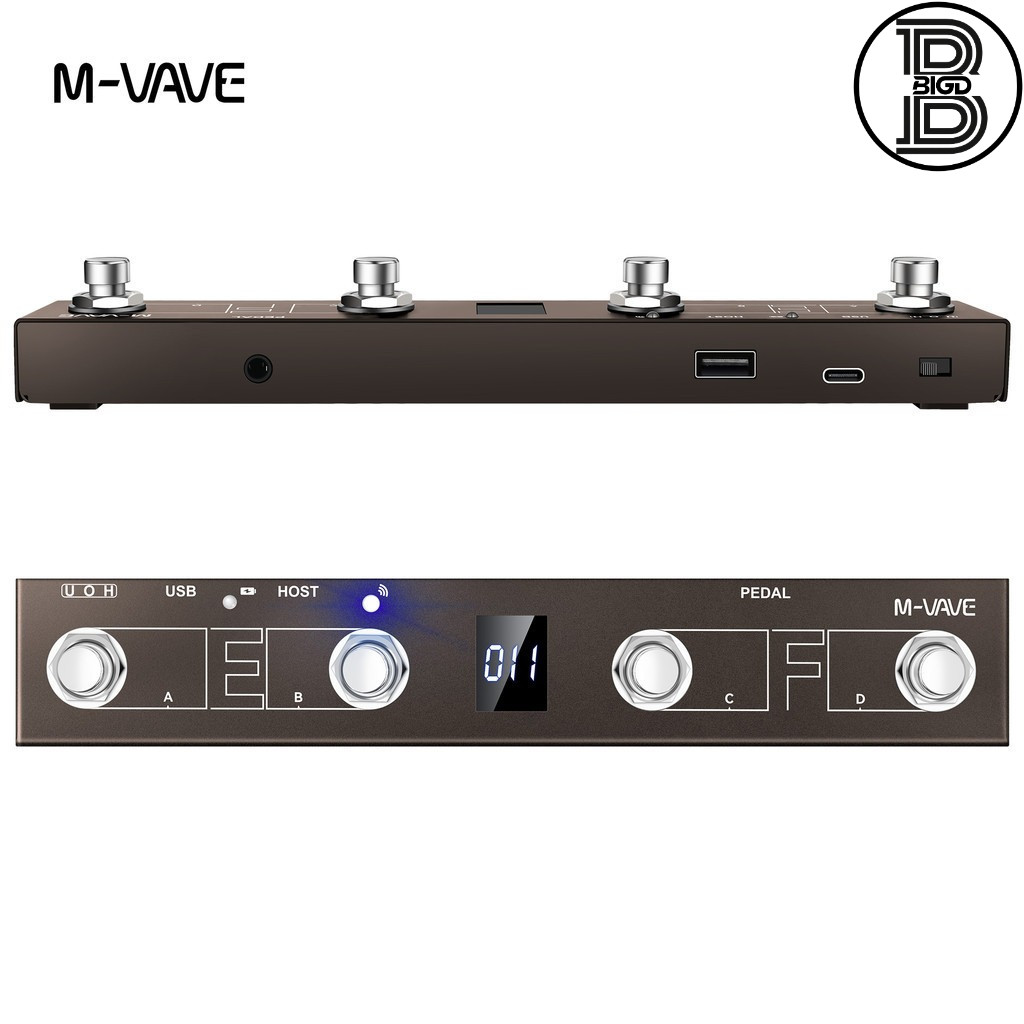 Page Turner Pedal M Vave Chocolate Bt Wireless M-VAVE Chocolate Bluetooth MIDI Foot Controller - 4 Button Rechargeable Pedal Expression Pedal Midi Controller