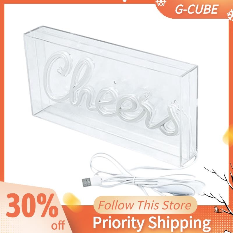 Cheers Neon Sign USB LED Sign Desk Lightbox Cheers Neon Bar Sign 3D ...