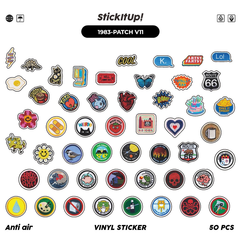 HP 50 Pcs Sticker Pack PATCH V11 Cute Aesthetic Vinyl Waterproof for ...