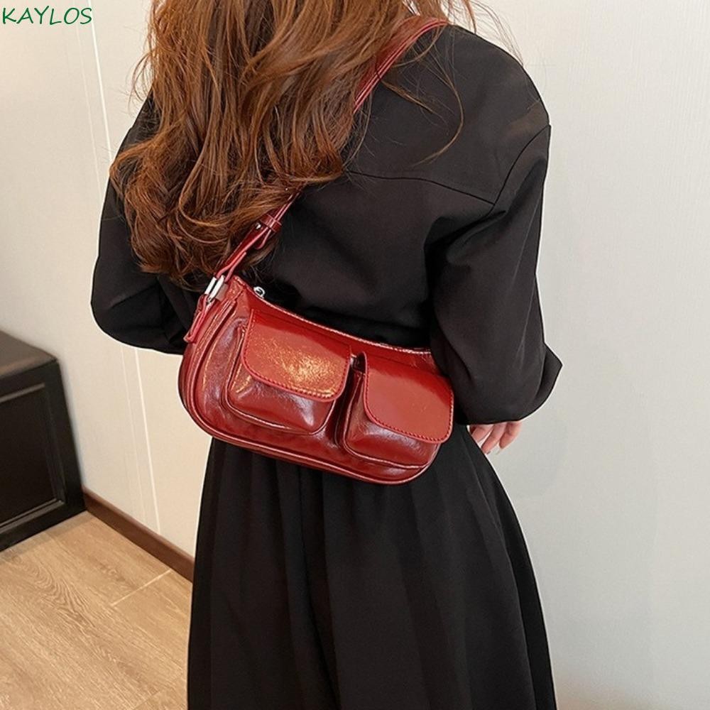 KAYLOS Pocket Shoulder Bag, Y2K Korean Style PU Leather Underarm Bag ...