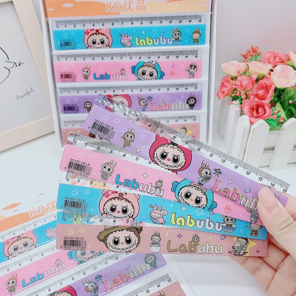 Creative Stationery Ruler Cute Cartoon labubu15CM Wave Line Ruler ...