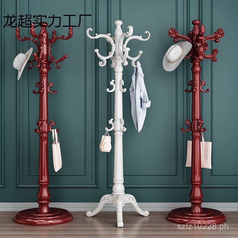 European Style Solid Wood Coat Rack Floor-standing Clothes Rack Large ...