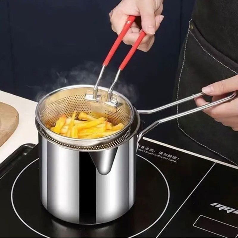 1200ml Stainless Steel Deep Fryer Set with Handle, Small Deep Fryer ...