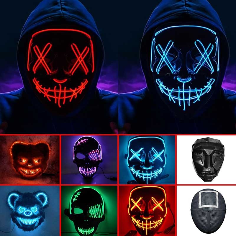 Halloween Luminous LED Mask Cosplay Bloody Bear Mask Horror Cosplay ...