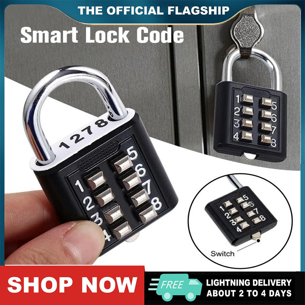 8 Digital Security Password Padlock Combination Button Security Padlock ...