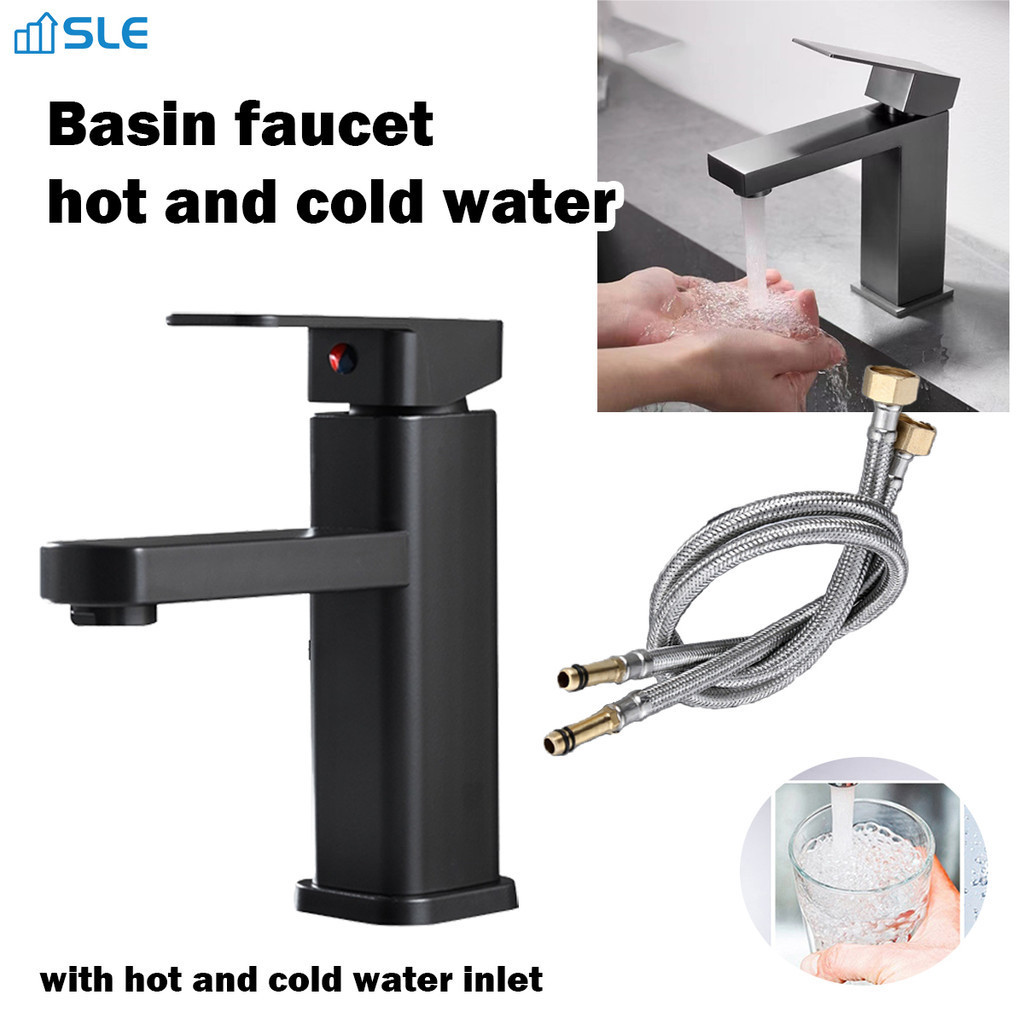 black faucet basin faucet hot and cold basin faucet stainless steel 304 ...