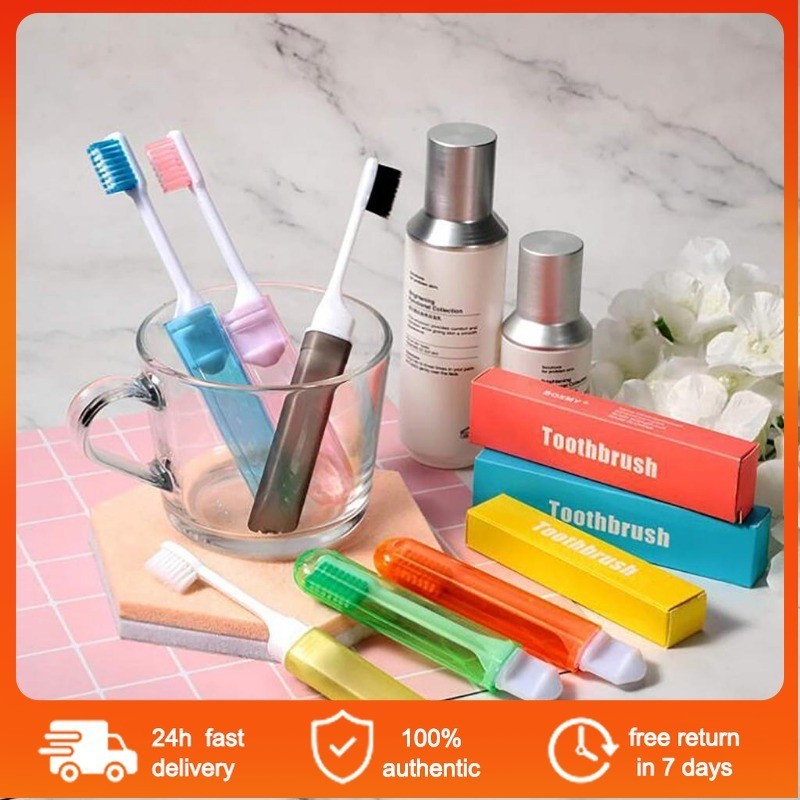 [Ready Stock] 2pcs Travel Toothbrush Compact Folding Hygienic Pocket ...