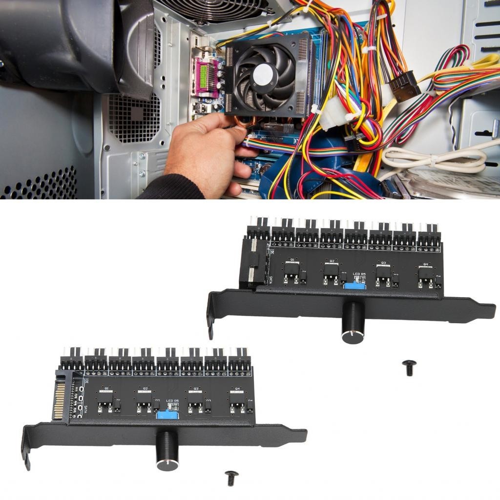 Ooidshop Fan Hub 12V 3pin 4pin 1 Knob 8 Channel Speed Controller For PC ...