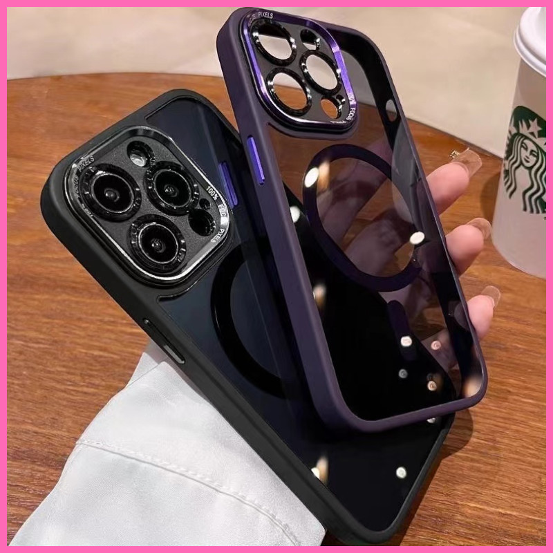 Luxury Titanium Metal Lens Clear Hard Case Compatible iPhone