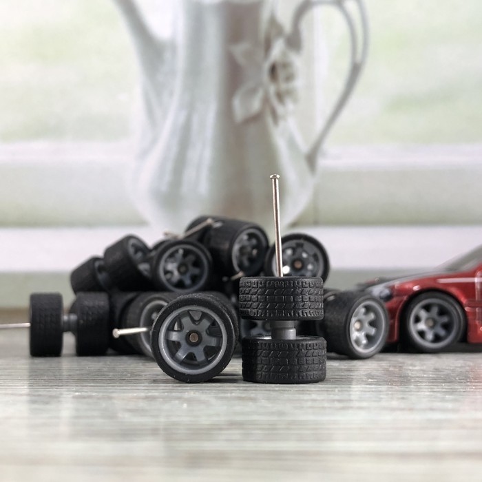 Hot WHEELS 6-SPOKE Rubber Tires MODEL RAYS TE37 CELONG SILVER 1:64 ...