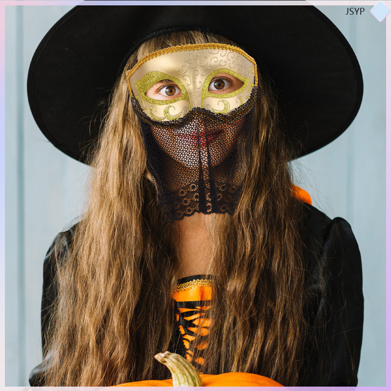 Venetian Masquerade Mask with Lace Veil Halloween Mardi Gras Costume ...