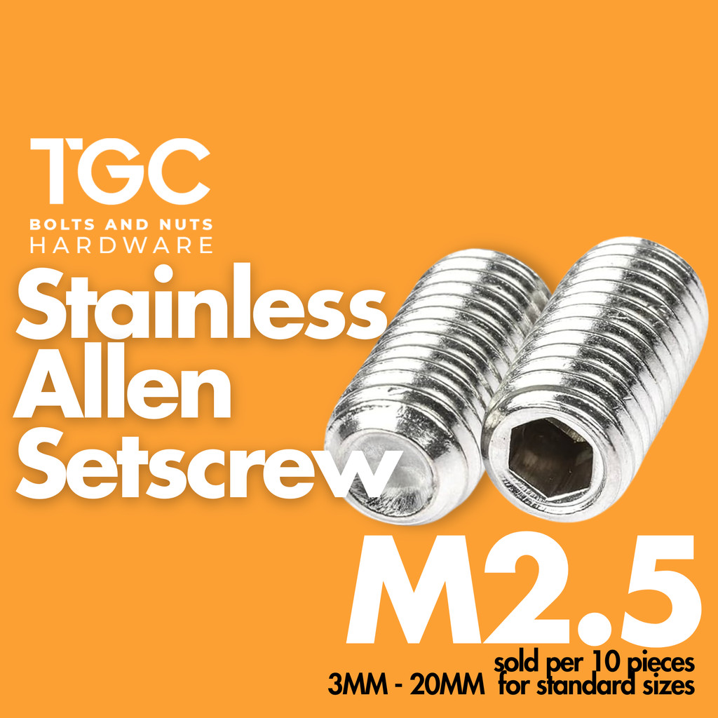 10PCS Stainless Allen Set M 2.5 x 3/4/5/6/8/10/12/16/20 mm Set Screw ...