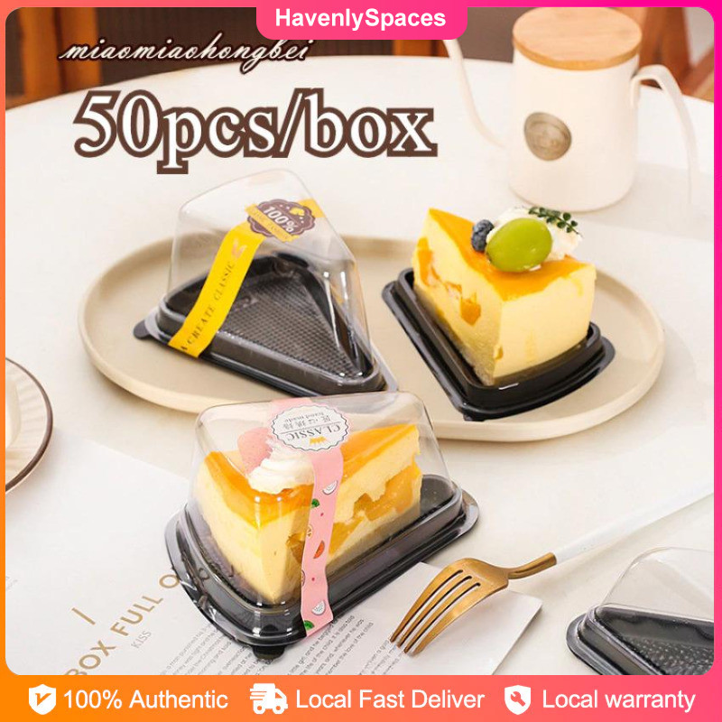 50Pcs Cake Slice Container Food Grade Cake Box Triangle Mousse ...