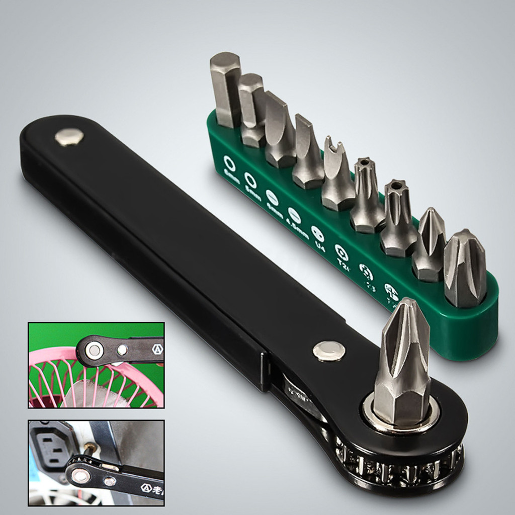 10 in 1 Mini Right Angle Offset Hand Ratchet Screwdriver Ratchet Driver ...