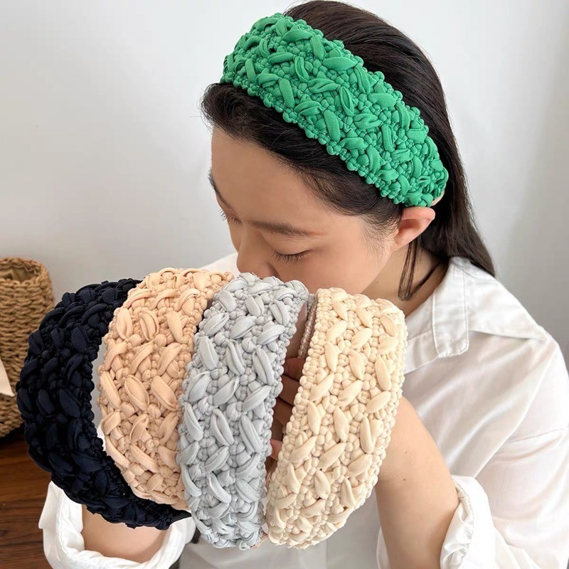 Retro Woven Twist Braid Headband Simple Solid Color Wide Hair Band