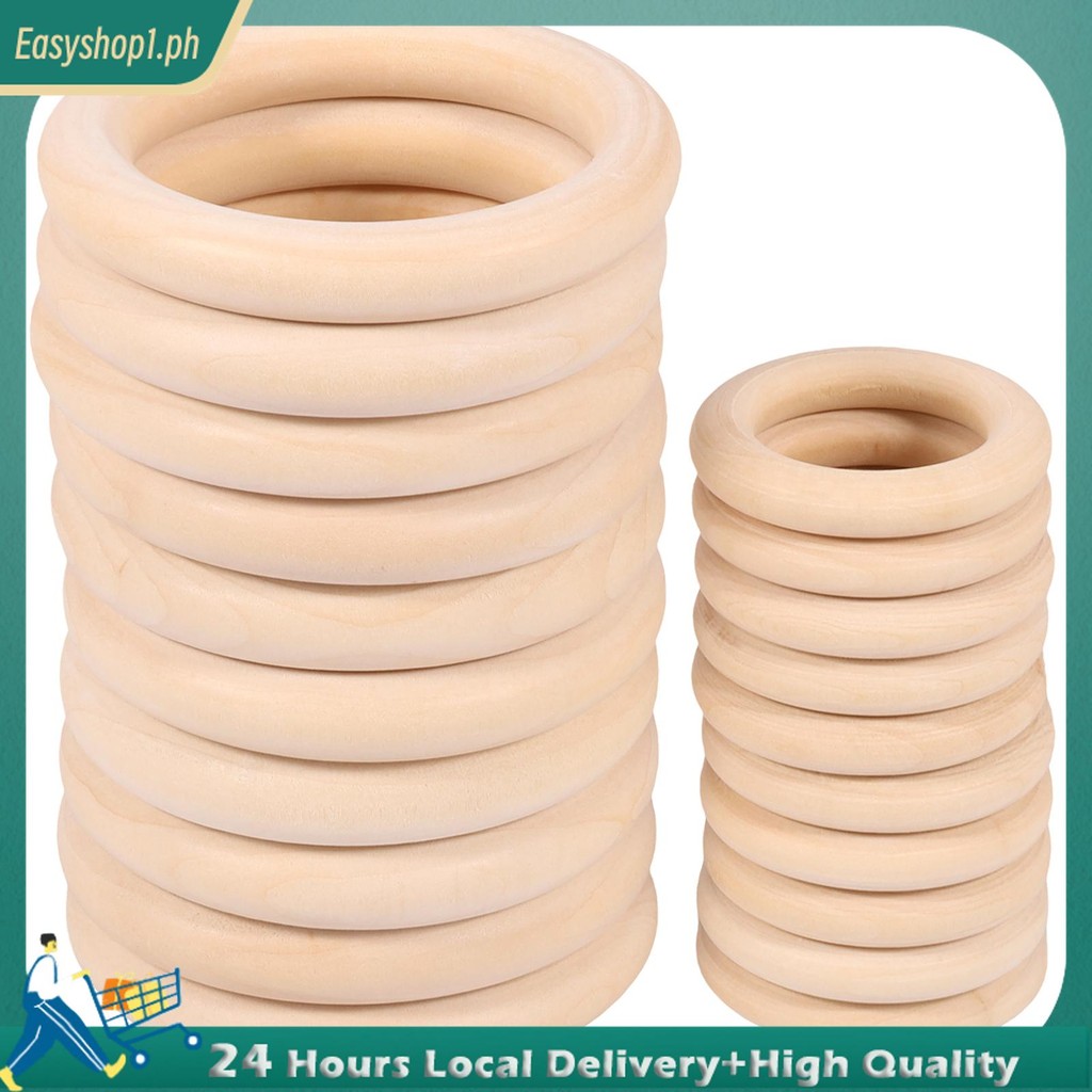 20Pcs Unfinished Wooden Rings 100mm 55mm Solid Wood Rings Smooth ...
