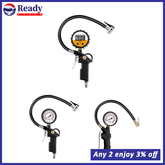 LY Tire Pressure Gauge For Cars With Inflator Hose, Tyre Tester Gauge