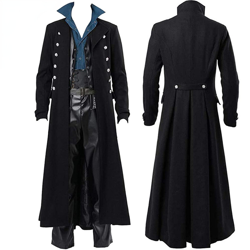 Men's Steampunk Vintage Jacket Gothic Victorian Frog Jacket Uniform