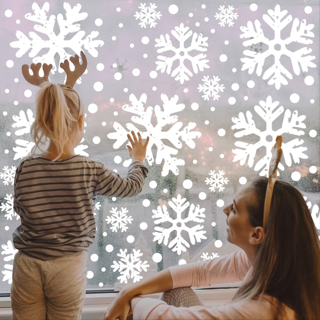 88 Pcs Large Snowflake Stickers Christmas Glass Window Sticker Clings ...