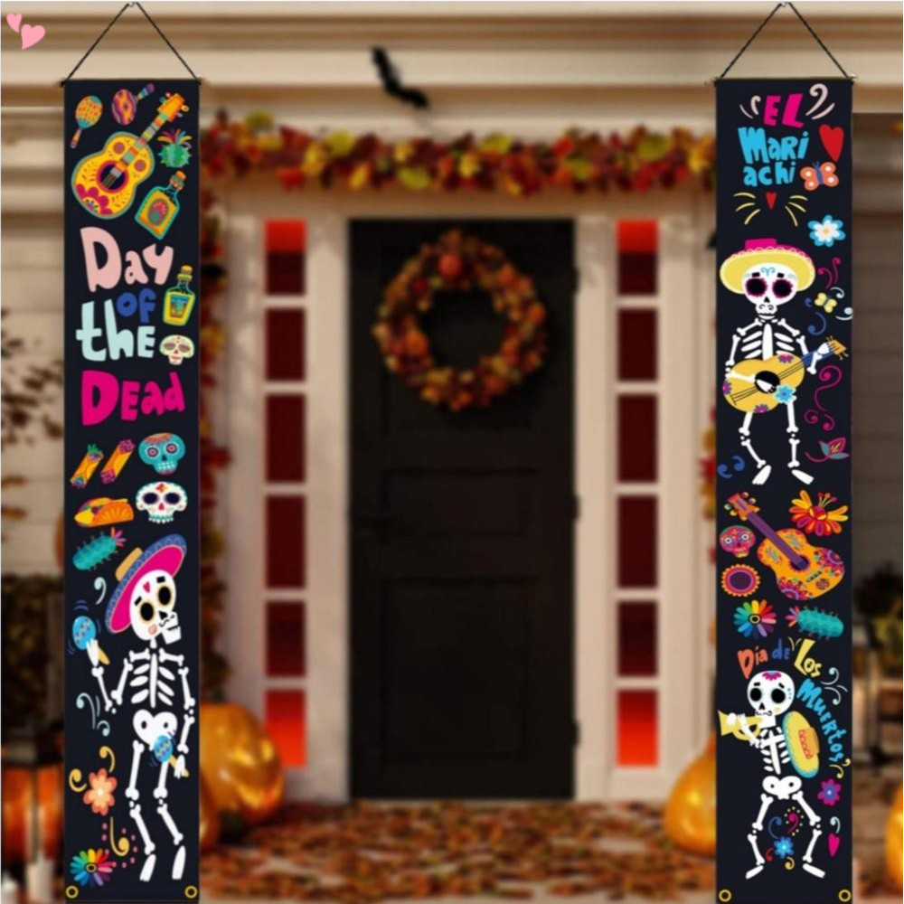 Day of The Dead Porch Banner Sugar Skull Dia De Los Muertos Mexican ...