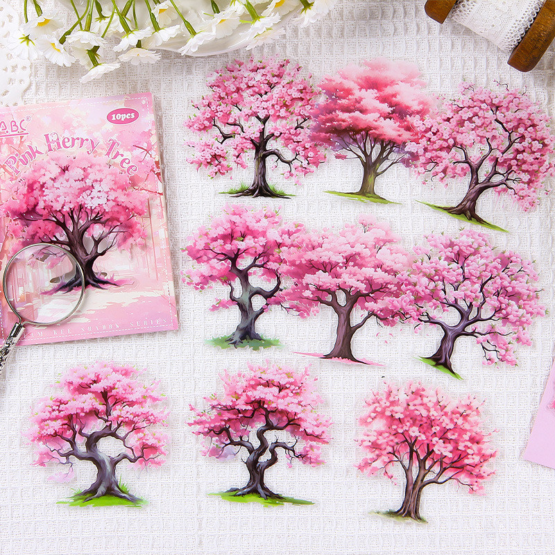 Journamm 10pcs/pack PET Stickers Colored Tree Collage Stickers DIY ...