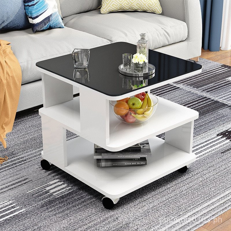 Modern Sofa Side Table Small Tea Table Square Table Tempered Glass ...