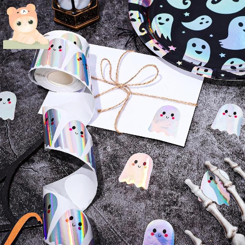 Holographic Halloween Stickers Ghost Doodle Sealing Stickers Party ...