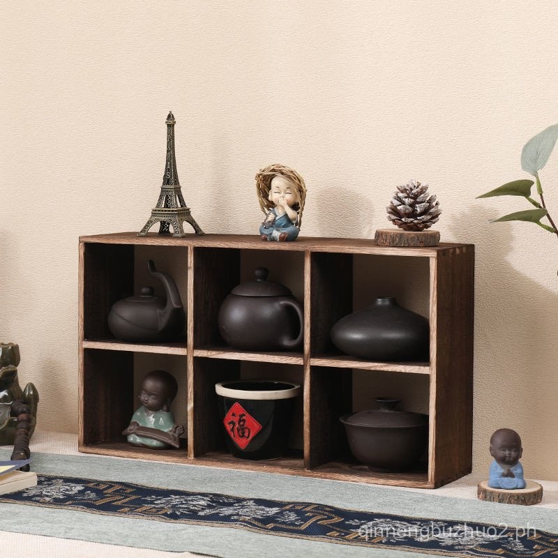 Solid Wood Tea Cup Rack Teapot Rack Multi-Treasure Grid Tea Set Curio ...