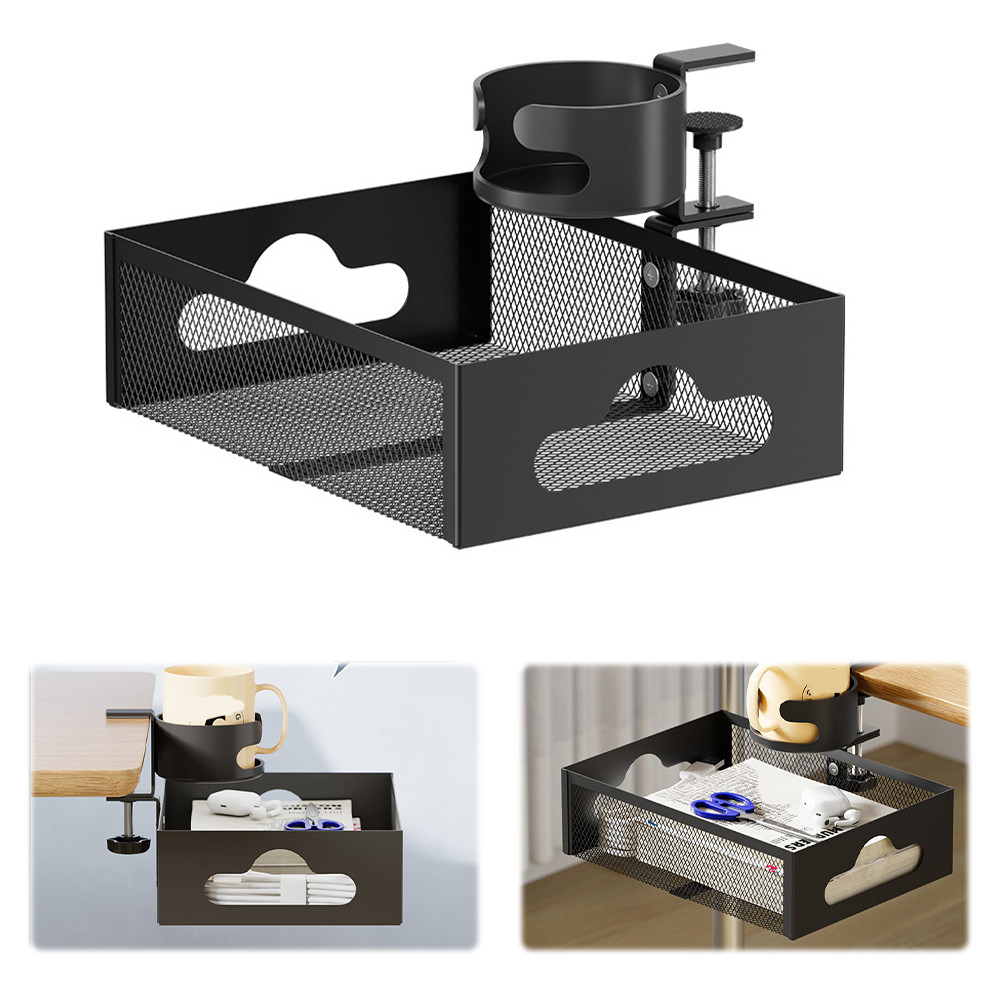 Under Desk Storage Rack Under Desk Drawer Organizer Drink Holder for ...