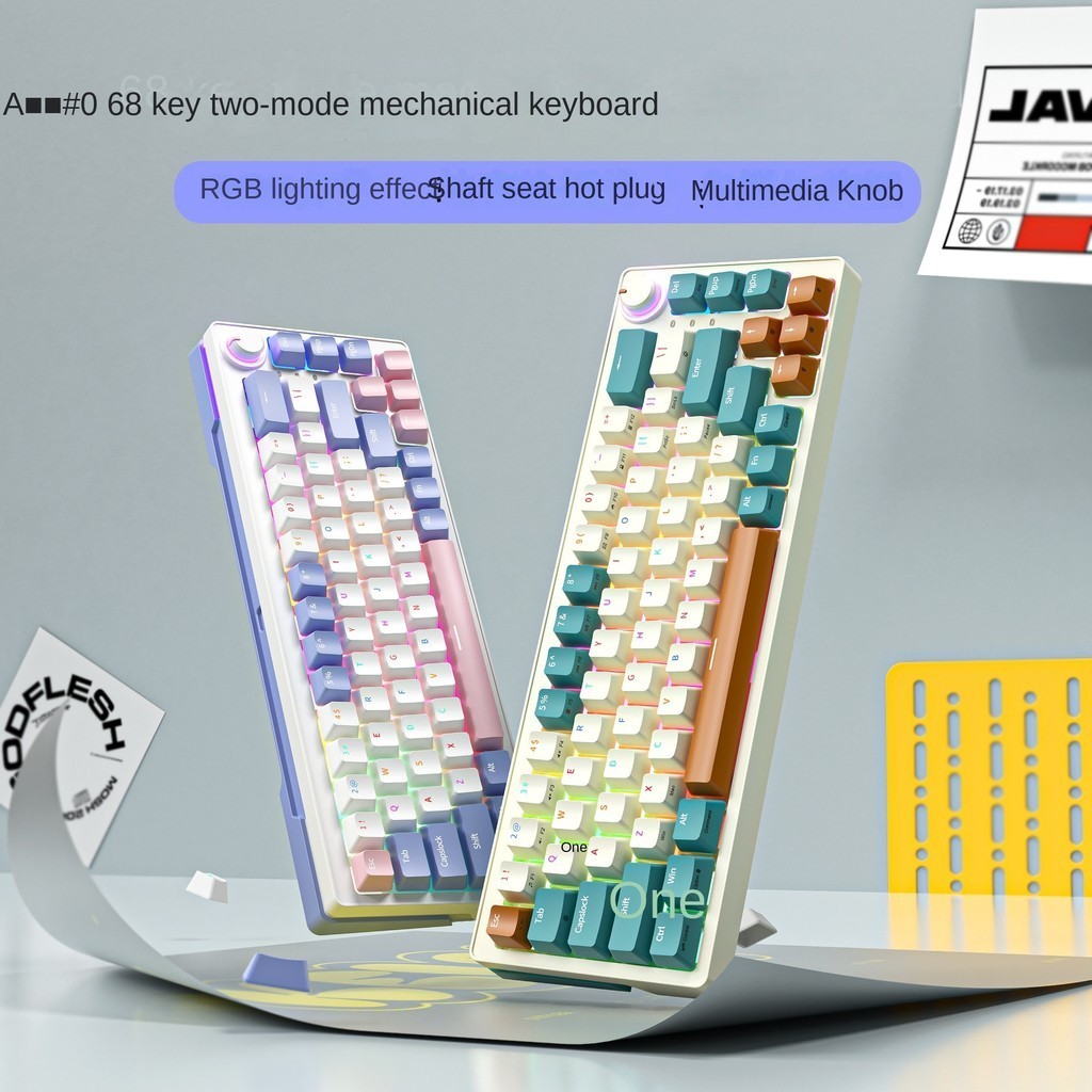 68 key Mechanical Keyboard RGB 60% Hot Swappable Bluetooth Wireless ...
