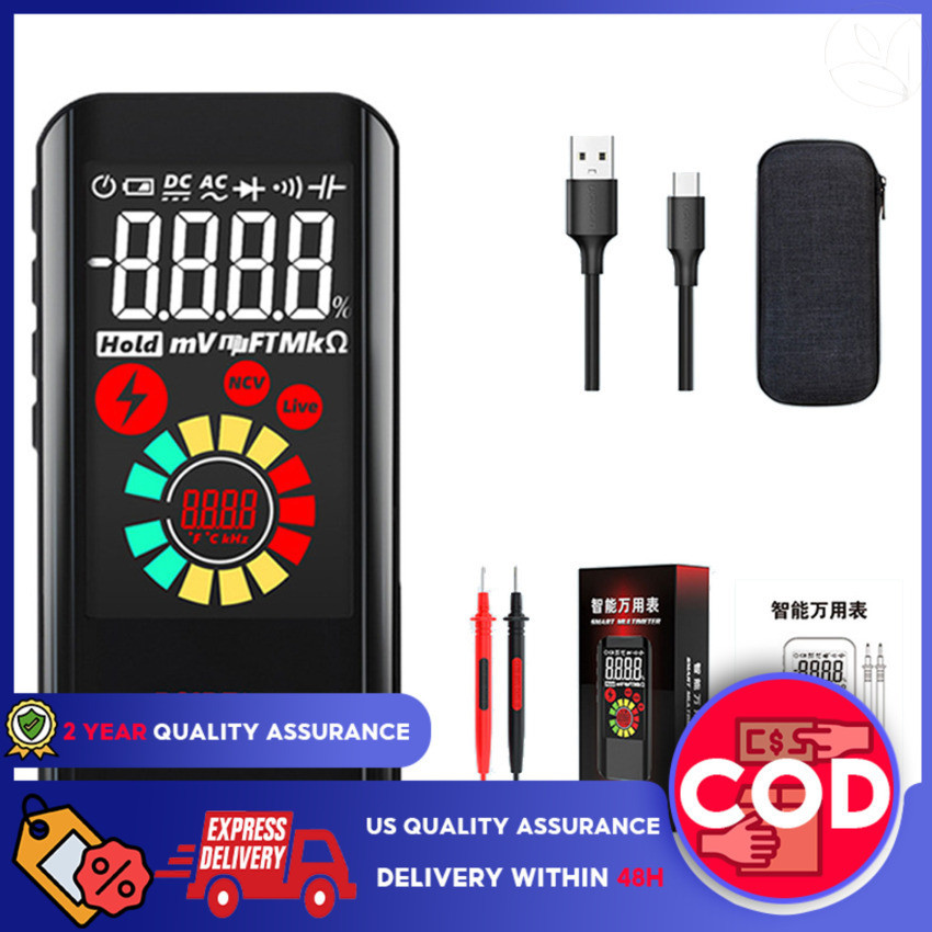 Digital Multimeter AC DC Voltage Diode Freguency Multitester LCD Color ...