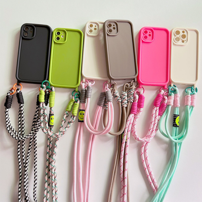 Crossbody Strap Lanyard Necklace Wrist Silicone Case IPhone 15 14 12 11 ...