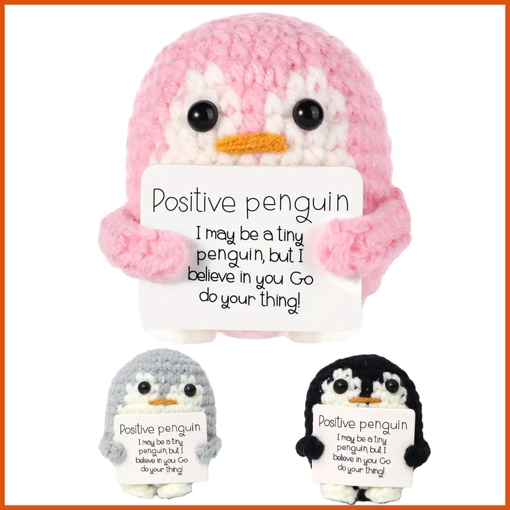 Knitted Penguin Desk Decor Funny Positive Penguin Emotional Support Toy
