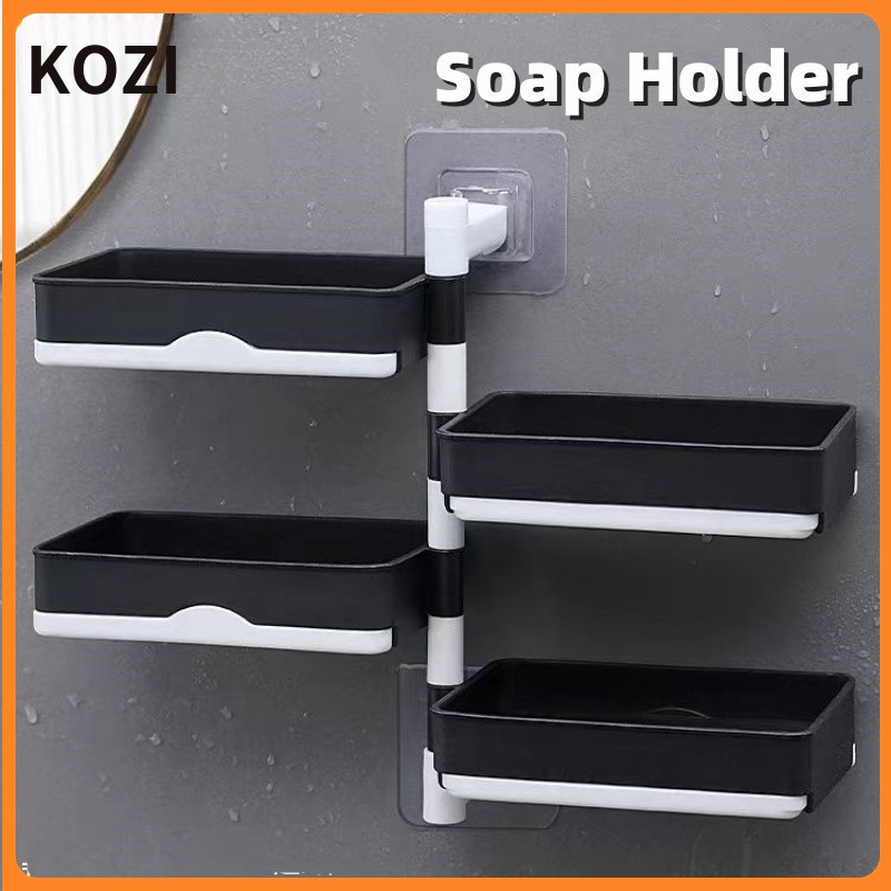 2/3/4 Rotating Drain Soap Holder Hanging Self-Adhesive Soap Dish Rack ...