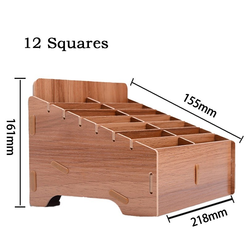 12/24 Grid Wooden Mobile Phone Desktop Storage Box Multi-grid Phone ...