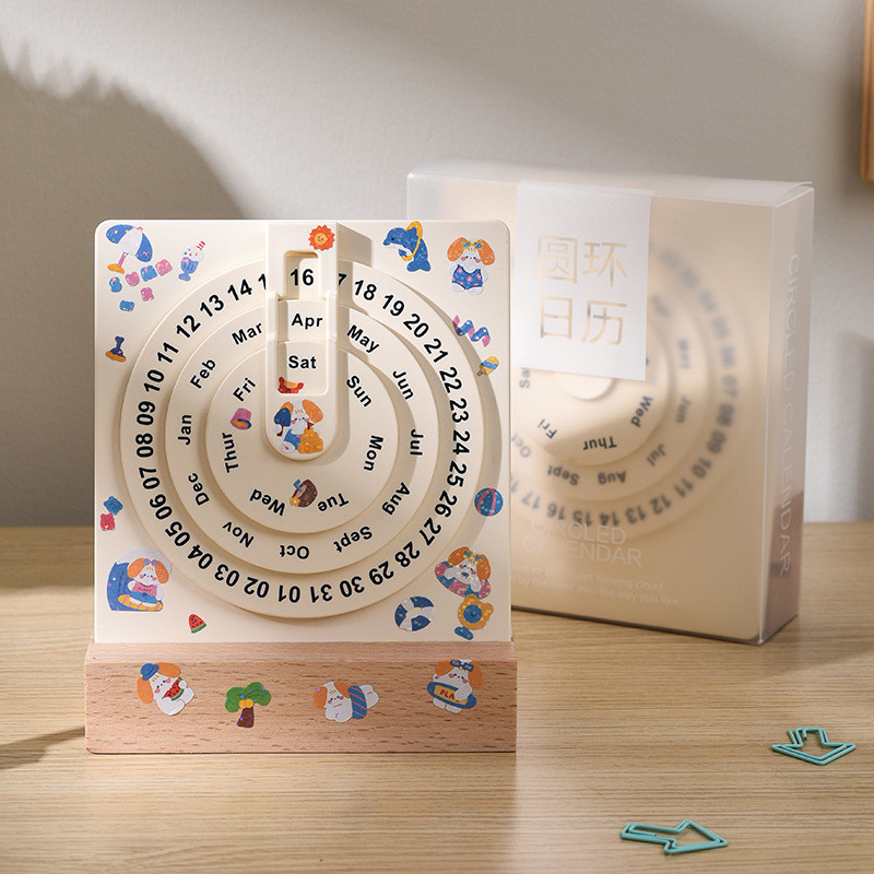 Home Decoration 2025 Desk Calendar Turntable Perpetual Calendar ...