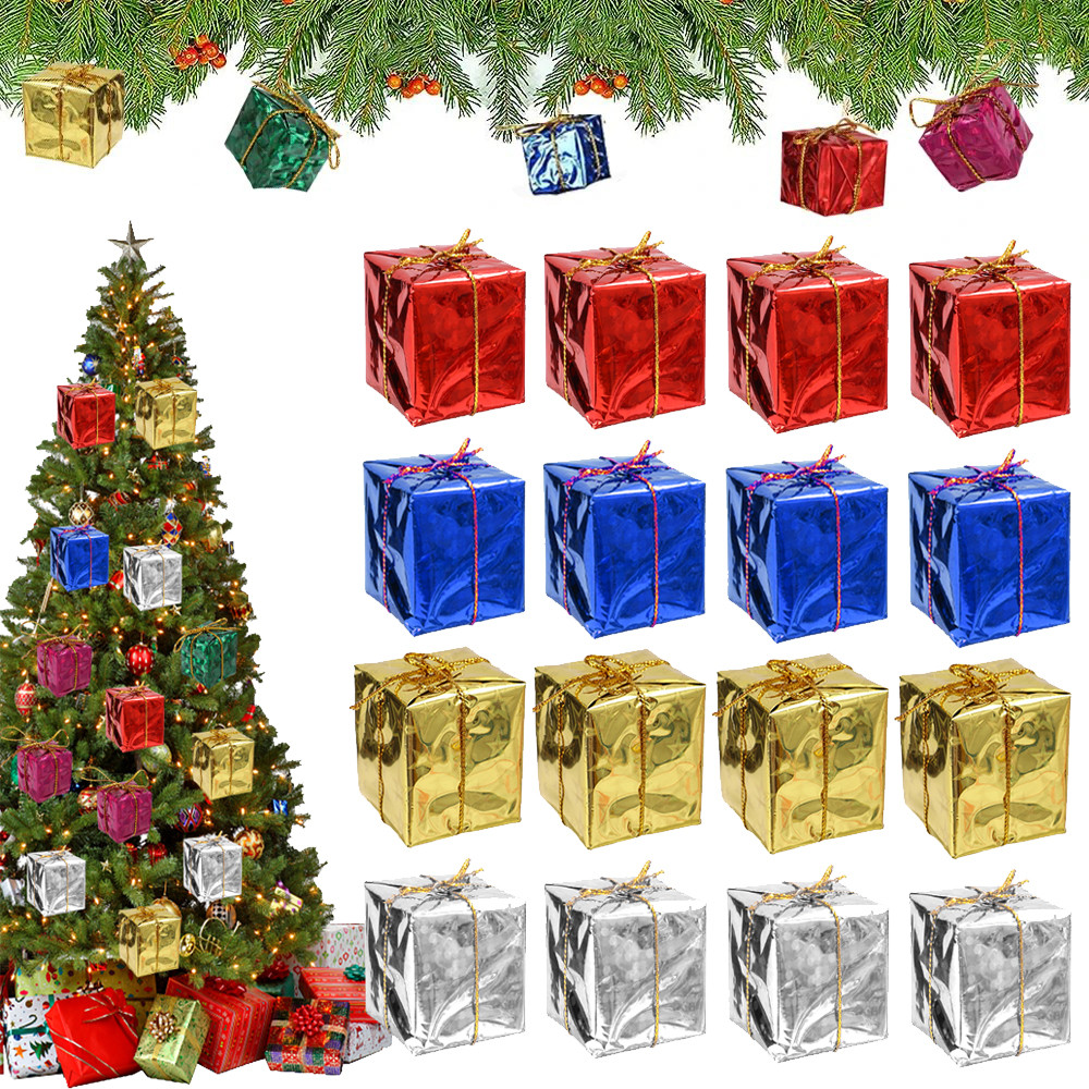 Christmas Box Pendant - Mini Xmas Tree Colorful Square Foam Hanging ...