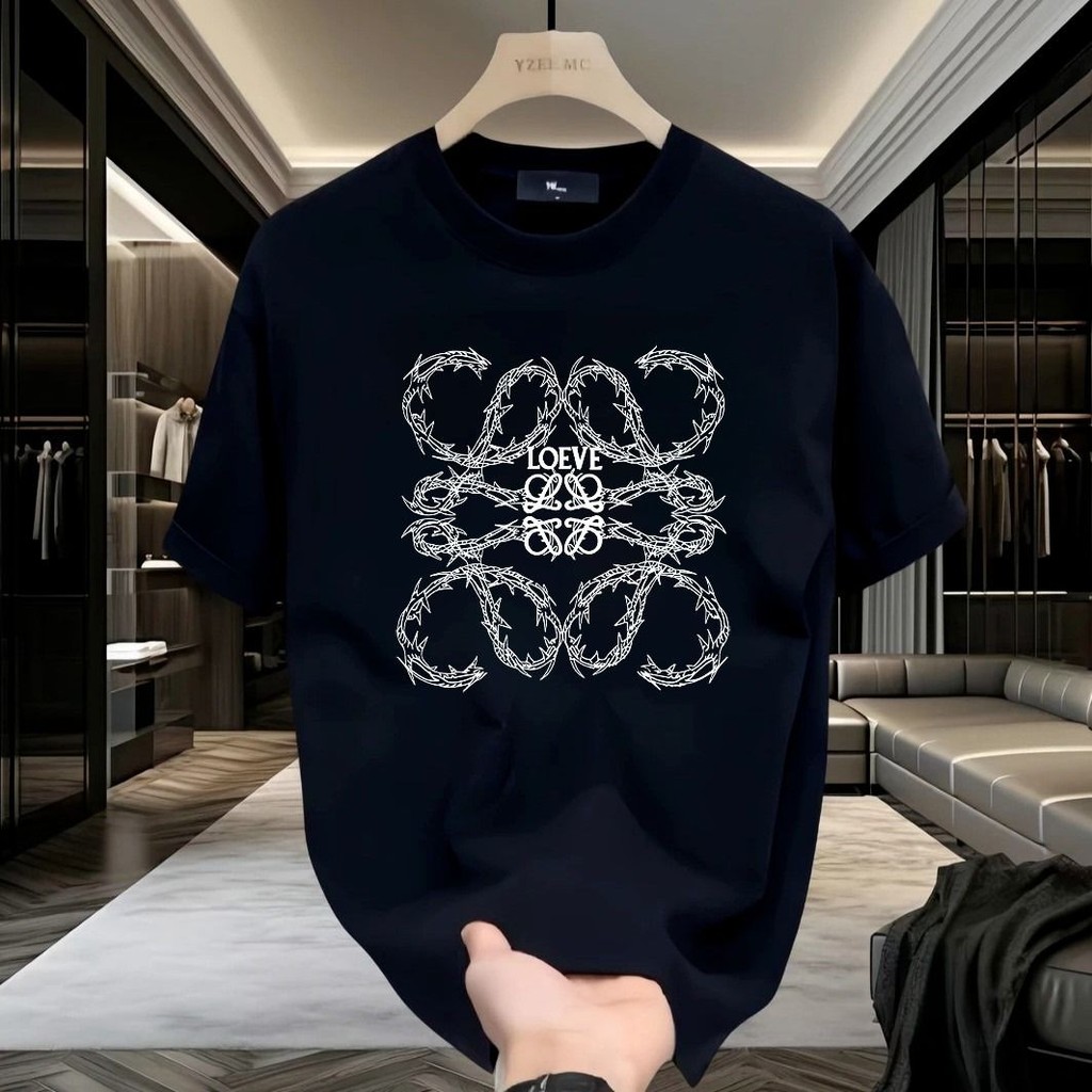 ZVX Men's Ice Silk Cotton Short Sleeve T-Shirt - Summer Fashion, Mercerized Cotton, Letter Print, Relaxed Fit - View #3