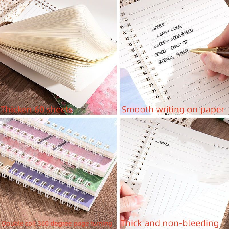 A5 Painting Coil Notepad Flip Spiral Notebook ins Style Landscape ...