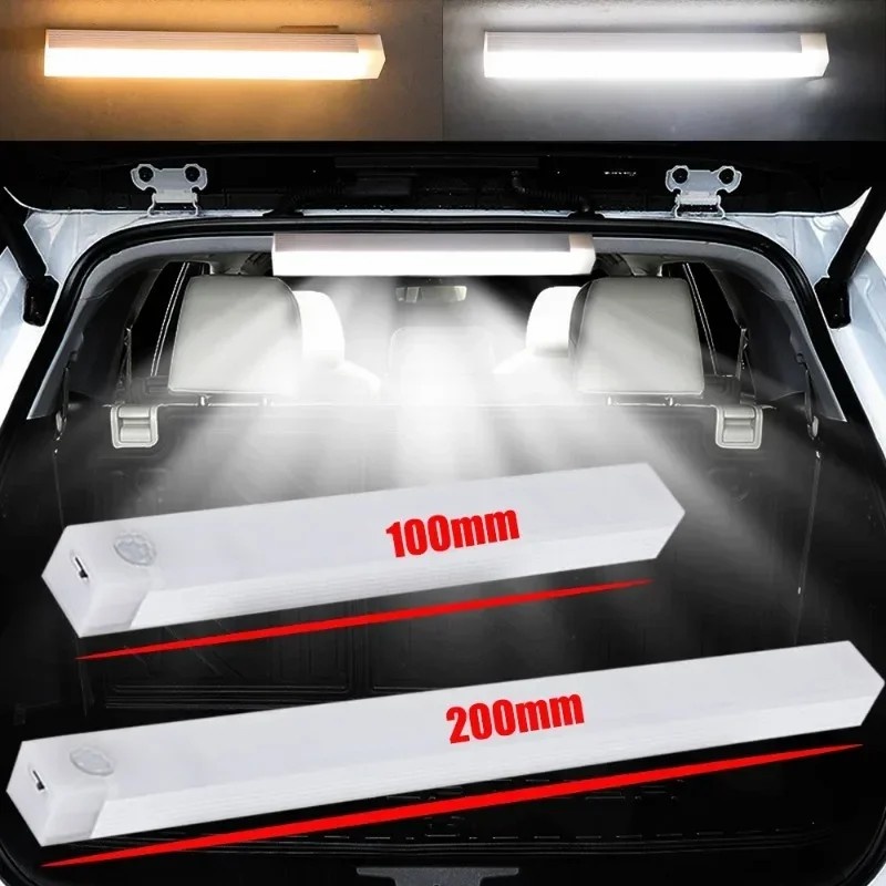 White/Warm Car Rear Trunk Induction Light - Car Ceiling Auxiliary Lamp ...