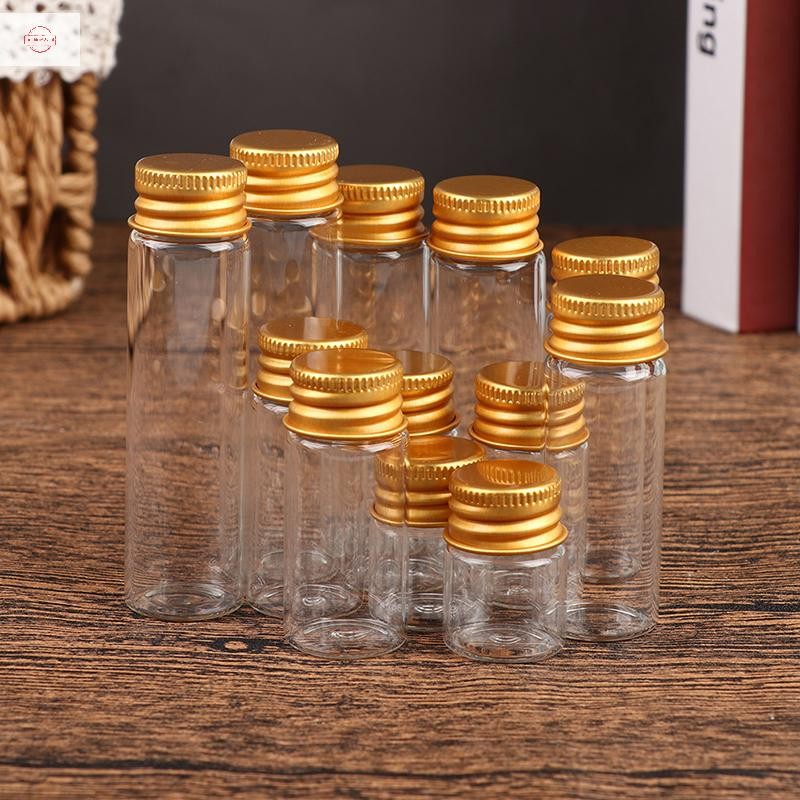 Sun 10Pcs 5/7/10/14/18/20ML Glass Bottle Tiny Glass Jar Sealed Bottle