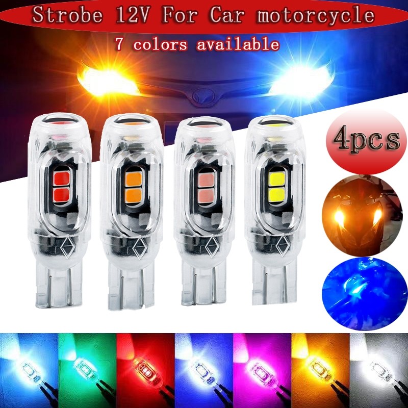 4pcs Flash Car Motorcycle T10 Led Bulb Turn Signal Light W5W 194 Width ...